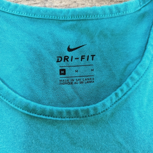 Nike Medium Dri Fit Running Workout Gym Tank Top Sleeveless Green Turquoise Teal - Picture 5 of 6